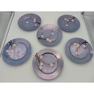6 vintage Beautiful Hand Painted RS Japan luster dogwood 6.5inch Plates